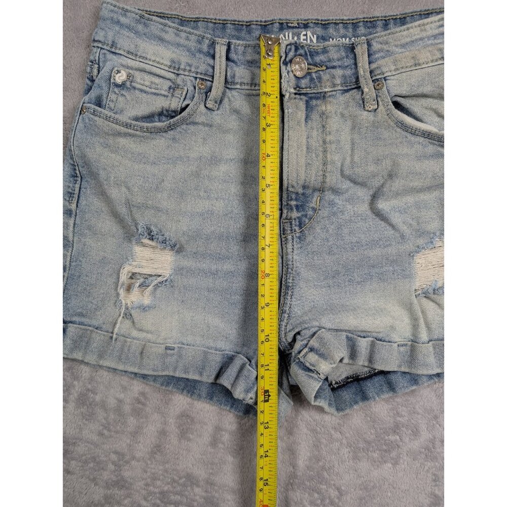 Levis Denizen Denim Mom Shorts Womens Size 3 26 Light Wash Distressed Cuffed Hem - Picture 6 of 10